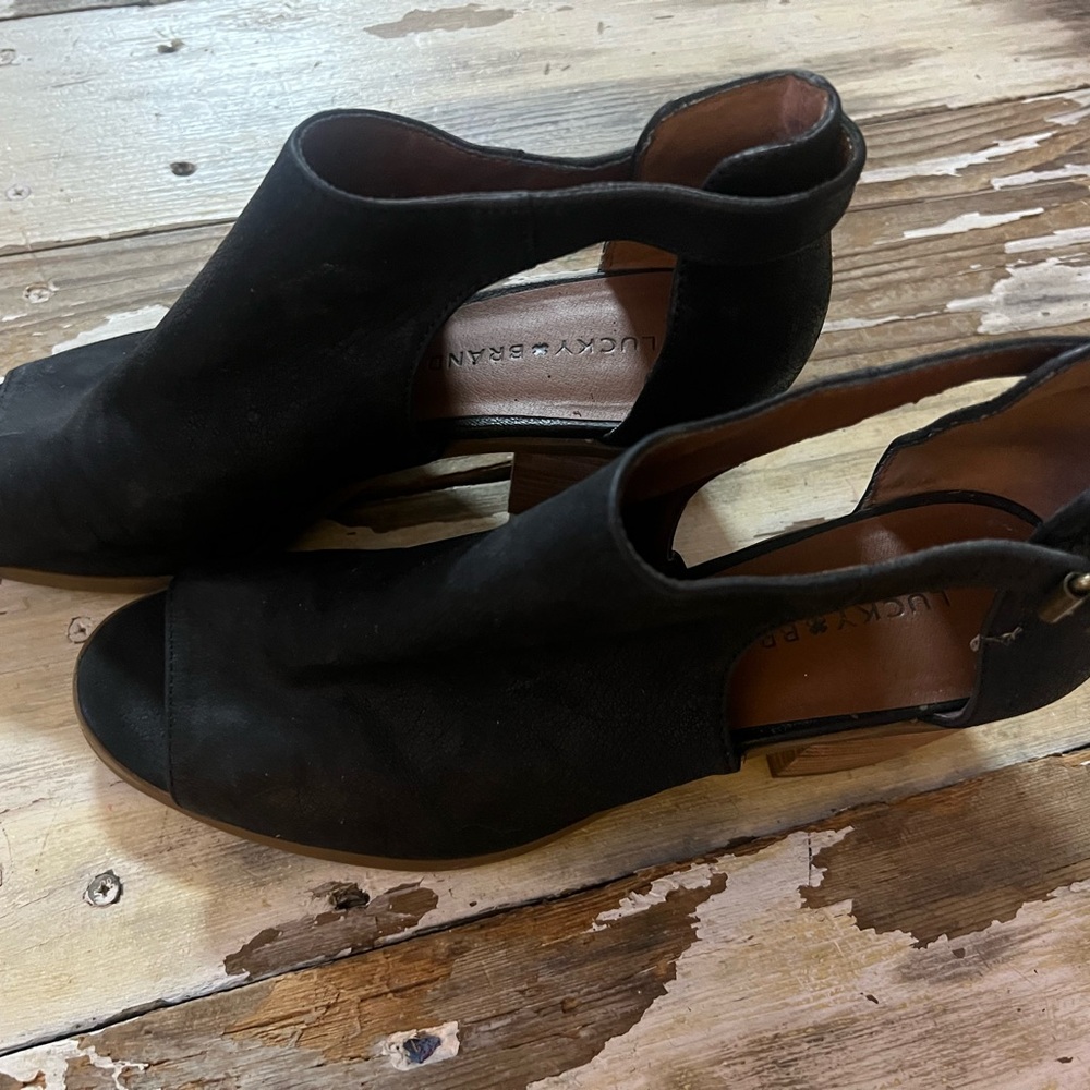 Lucky Brand Black Open Toe Booties